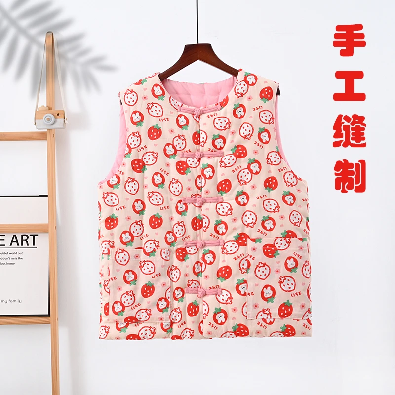 纯手工缝制棉花马甲对开襟复古盘扣厚款保暖背心【滕逊原创】