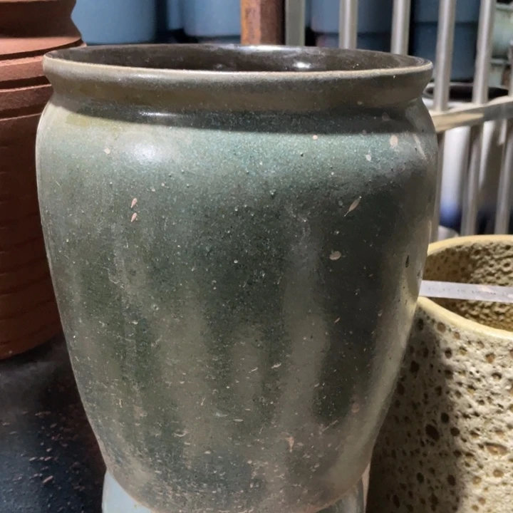 紫砂花盆高24口20绿色15元