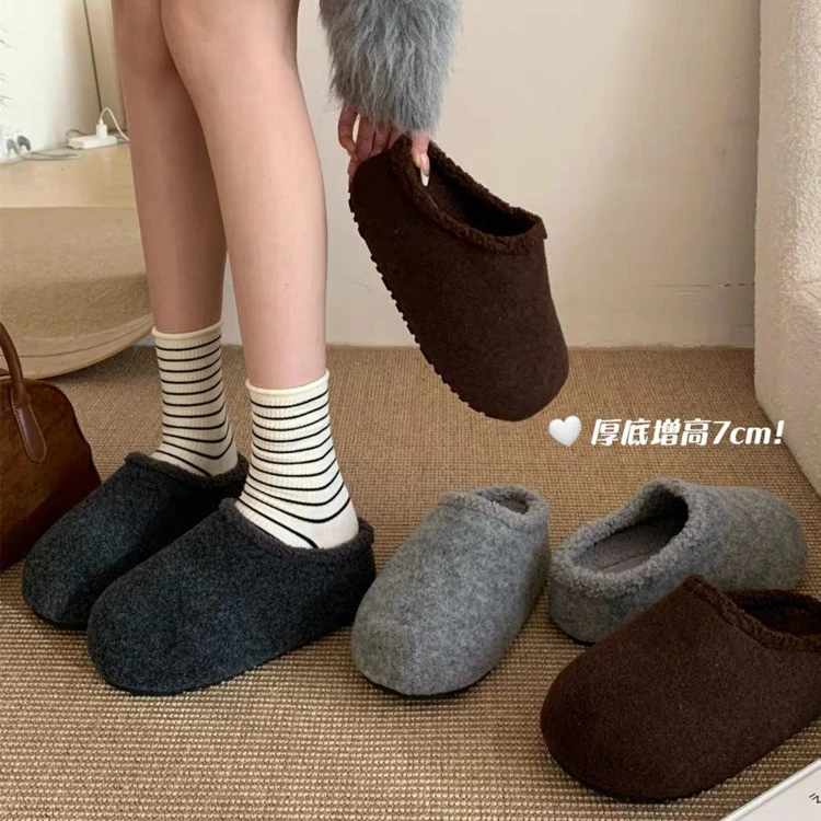 小众复古毛毛鞋拖鞋女鞋子外穿秋冬季加绒保暖棉鞋懒人包头半拖鞋