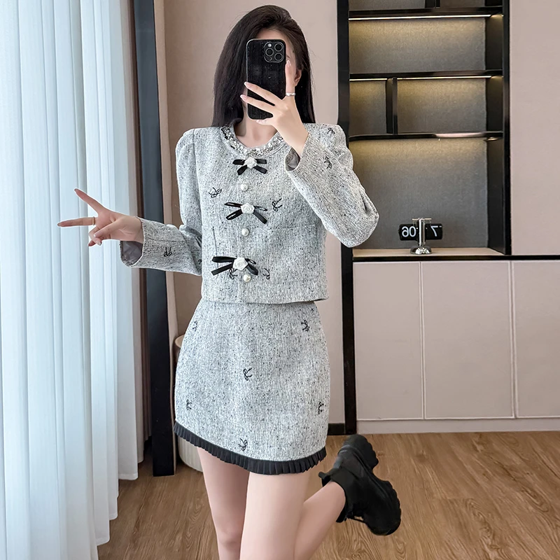 法式韩剧财阀千金小香风套装裙女秋季高级感小个子半身裙子两件套