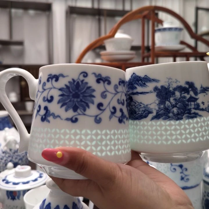 陶瓷江南韵茶漏杯加缠枝莲茶漏杯各一套