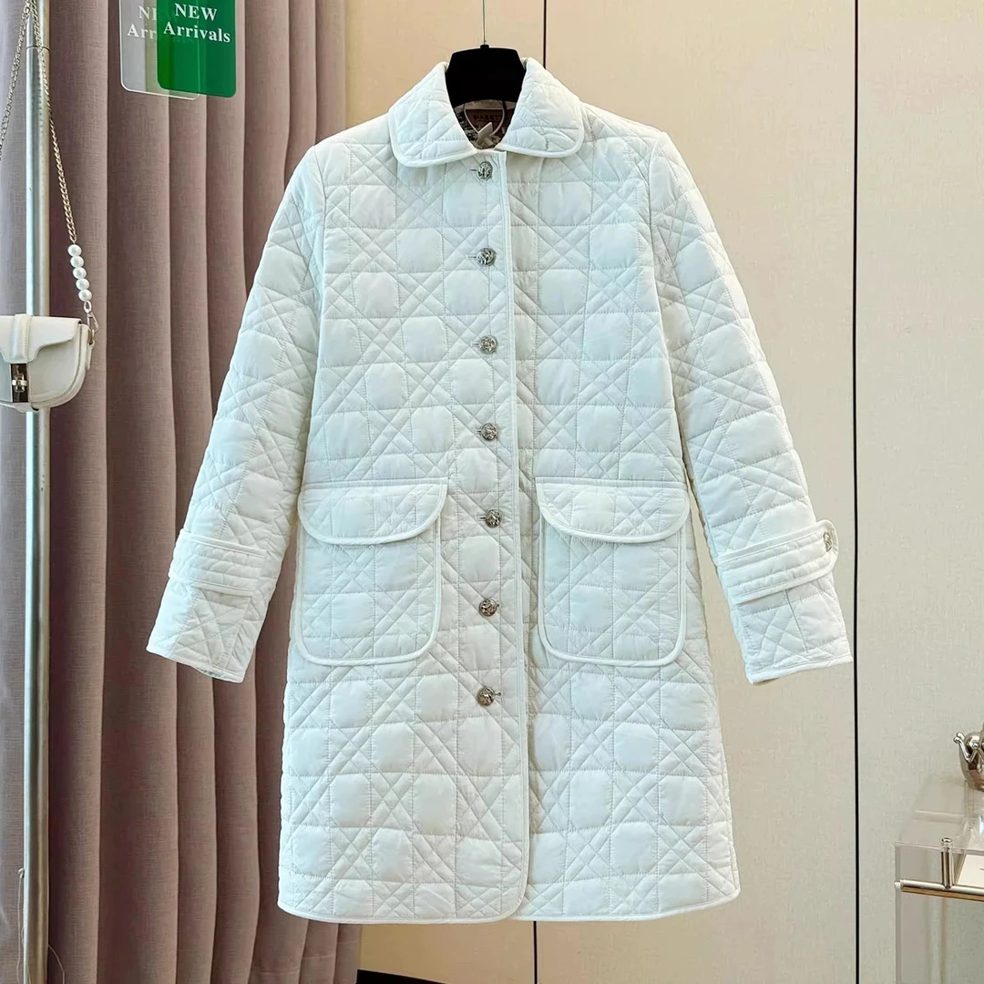 【丛林系列2.0】韩版缎面时尚百搭显瘦修身保暖中长款棉服25819