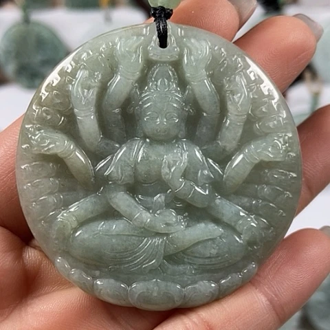 翡翠颈饰未镶嵌千手观音福利