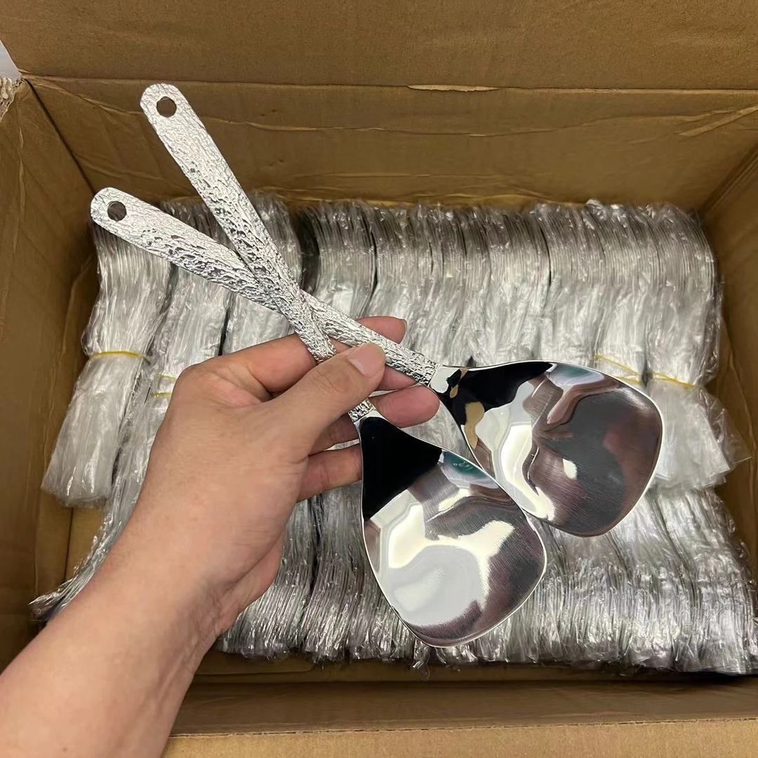 410不锈钢锤纹锅铲高颜值户外迷你烹饪铲子家用厨房小号煎铲