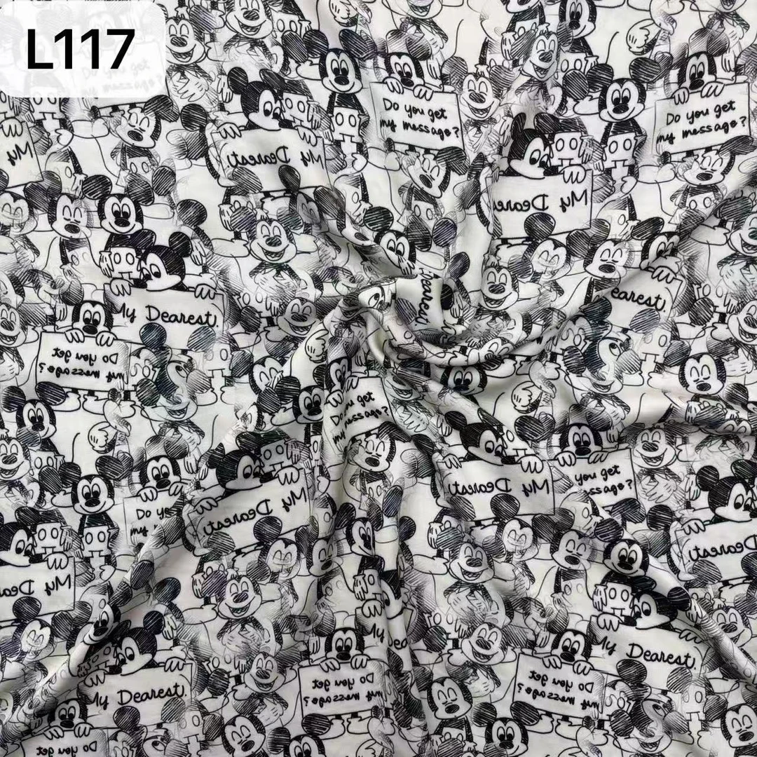 【小石】65支绫罗贡缎棉绸布料米奇（不支持7天无理由退换）