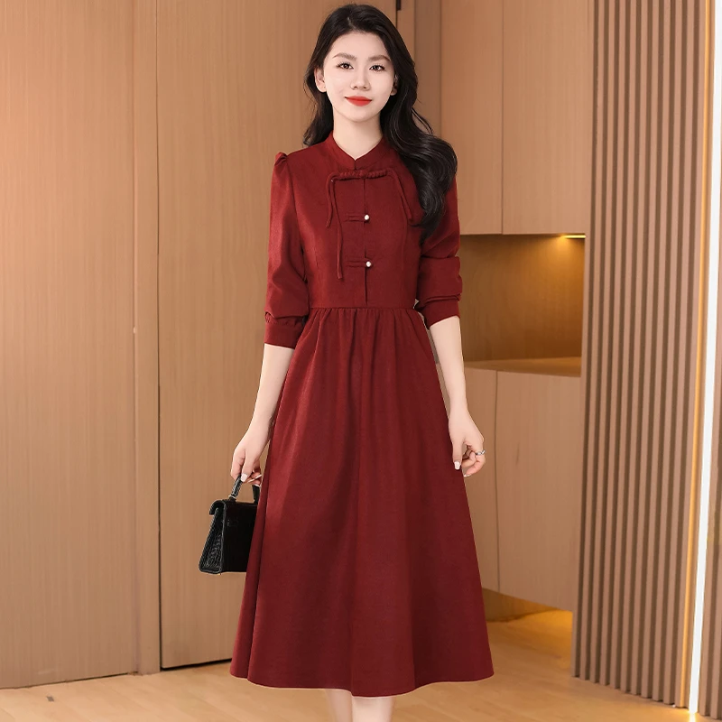 【可蓓儿】新中式国风连衣裙女2025新款春秋广州十三行妈妈喜妈妈装