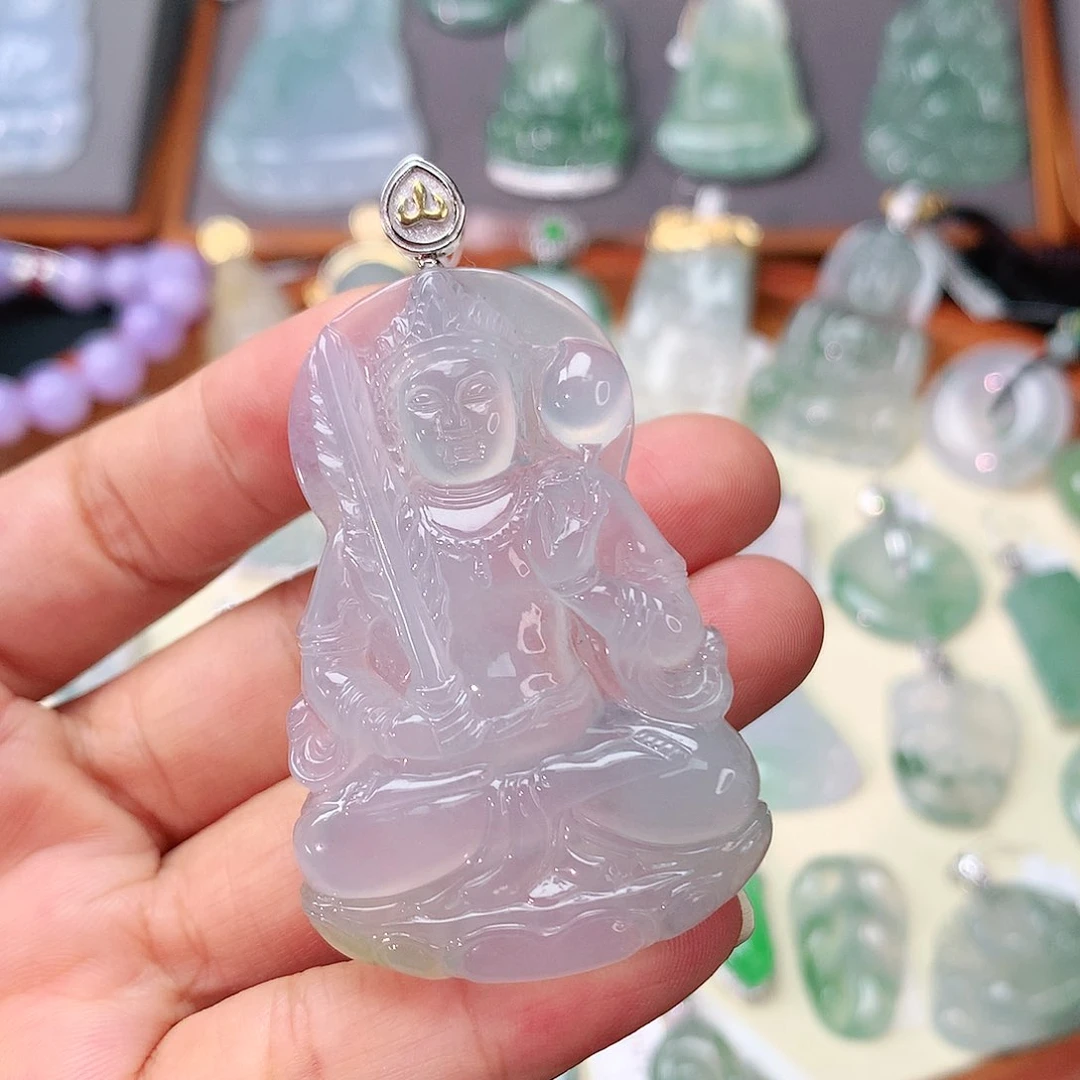 翡翠18K金镶嵌吊坠(不含链)虚空藏
