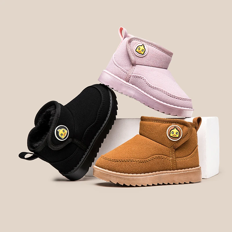 奔跑吧小黄鸭儿童冬季雪地靴加绒加厚男女童软底910舒适性厚绒