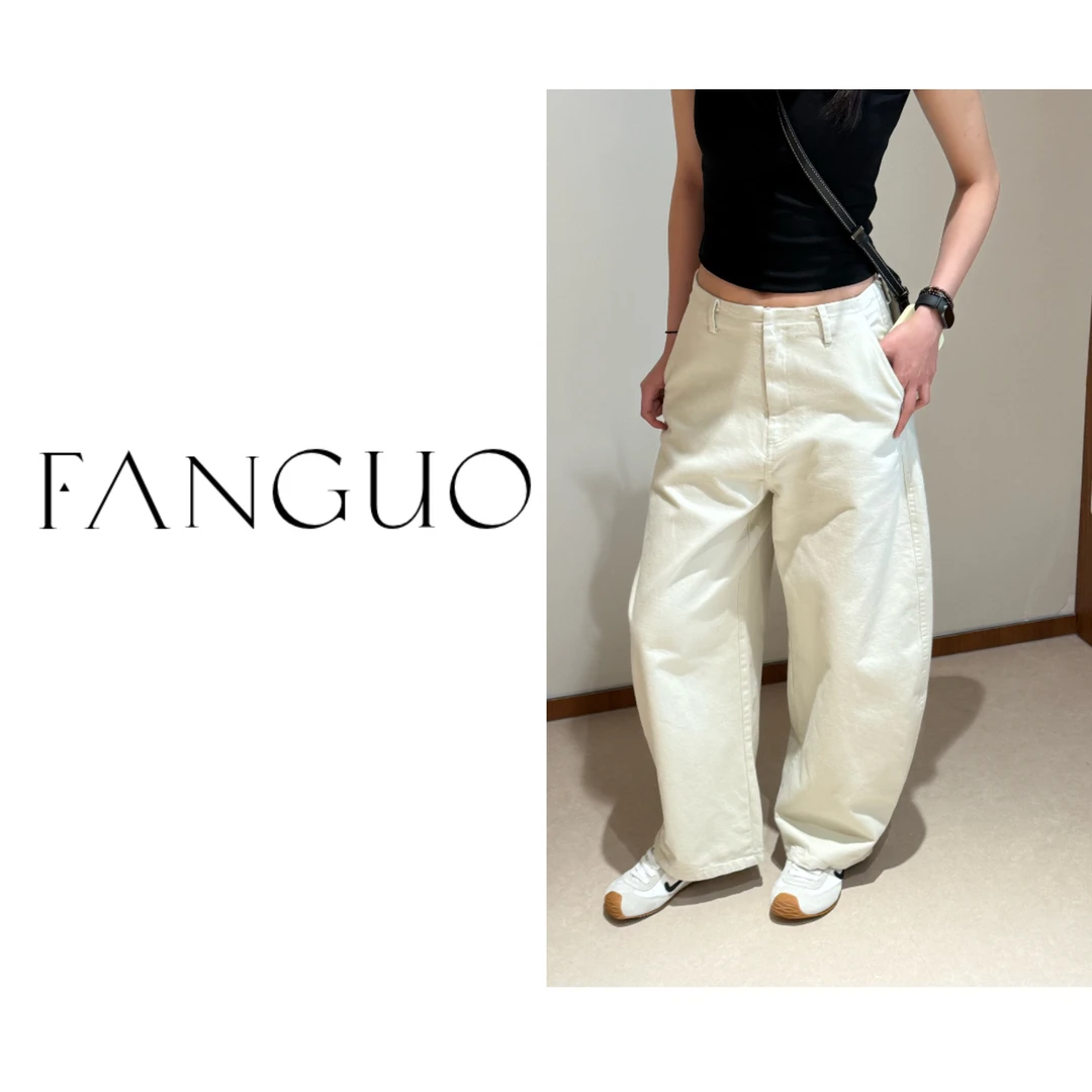 【梨形心巴上的裤型】时髦高级感洗水棉弯刀裤休闲裤女 27990