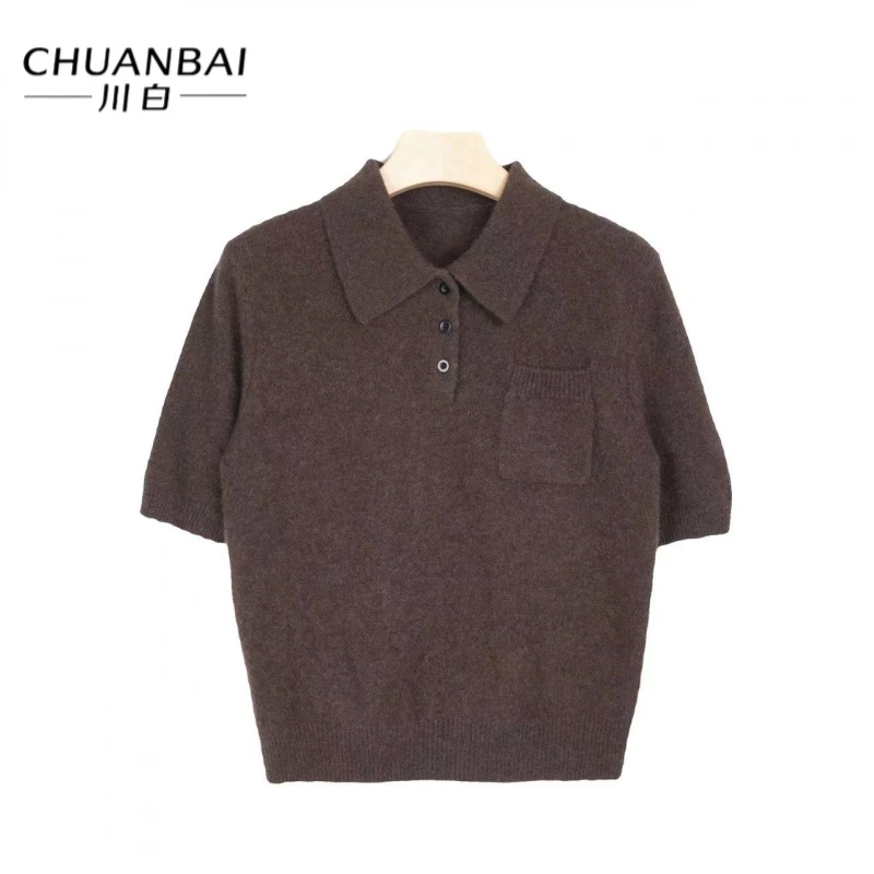 CHUANBAI 牦牛绒款毛针织衫原绒色针织衫经典翻领高质感穿搭-1673