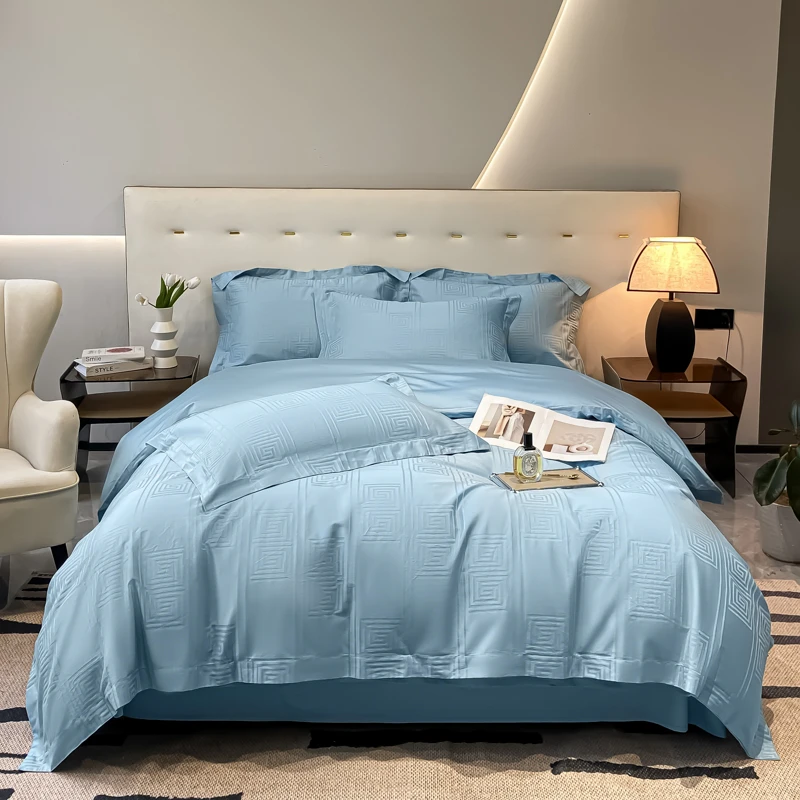 全棉贡缎提花四件套 星级酒店布草民宿轻奢高档床品套件