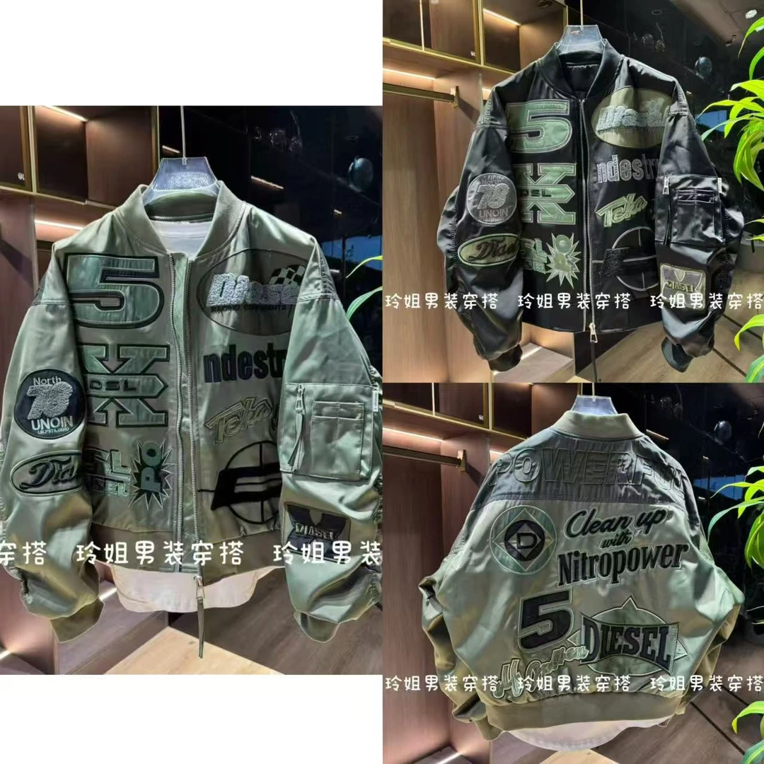 美式复古潮牌棒球服男女春秋新款宽松痞帅重工刺绣情侣机车服外套