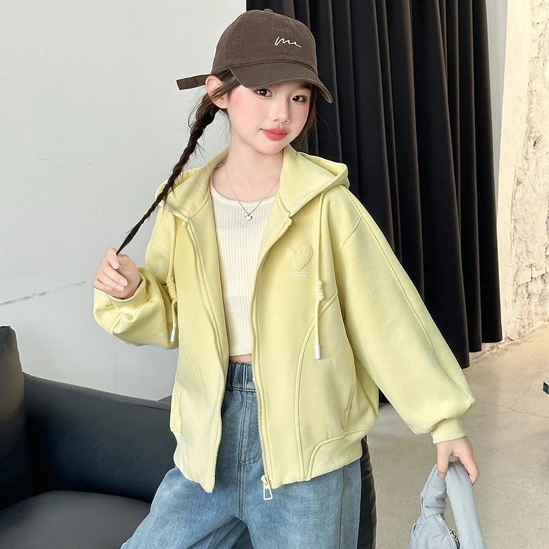 女童外套秋季2025新款儿童秋装超好看中大童宽松开衫连帽卫衣秋款