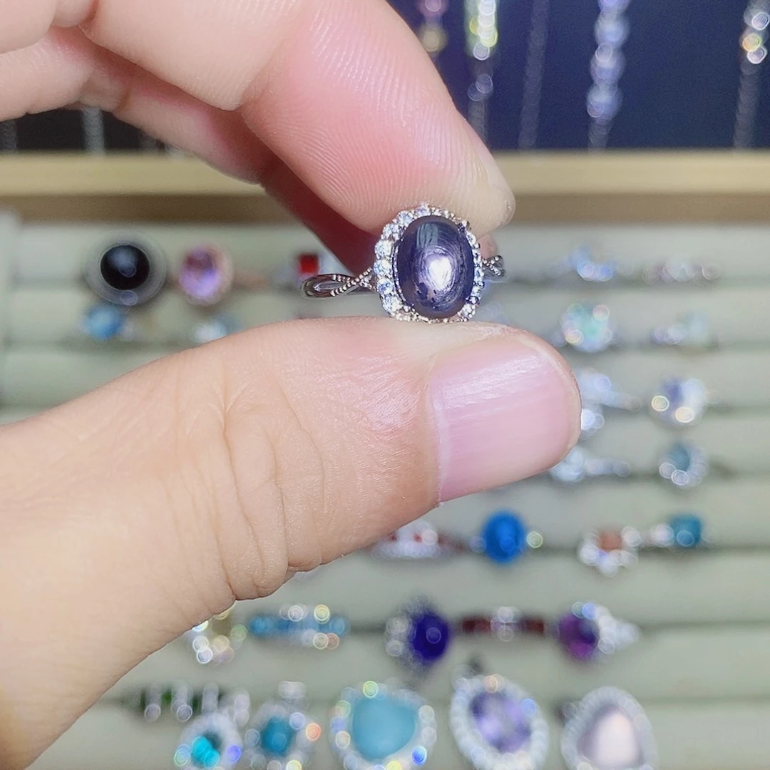 银S925镶嵌戒指水晶