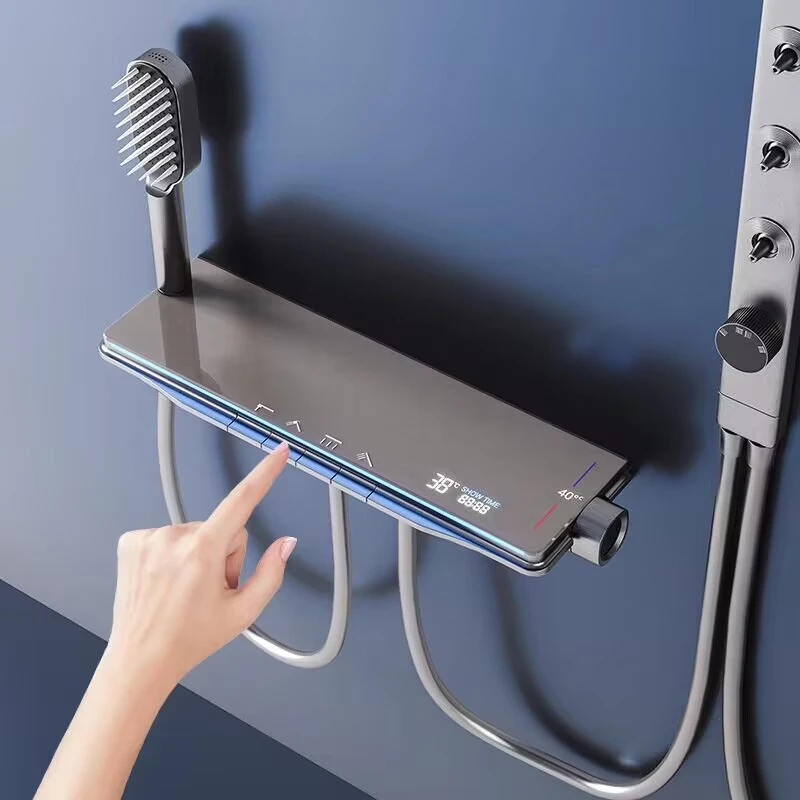 分体式花洒淋浴套装腰喷数显大置物平台钢琴按键肩喷小户型沐浴器