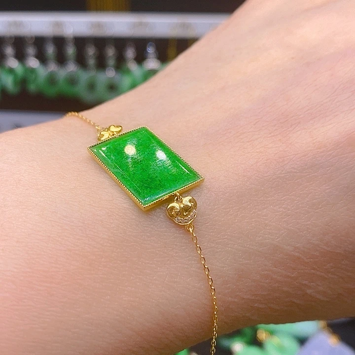 翡翠手链18K金镶嵌手链