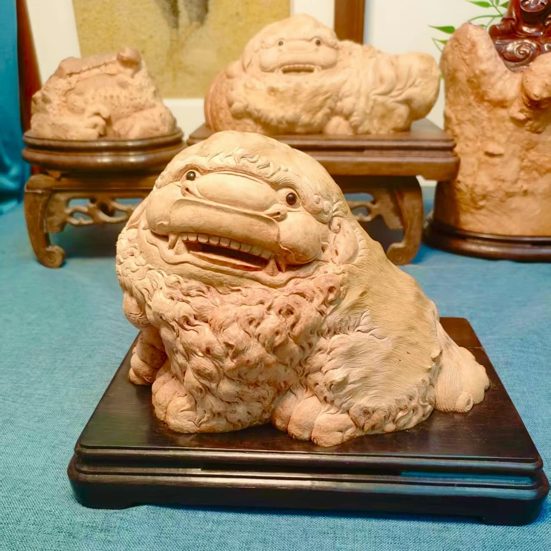 荔枝木香炉狮子纯手工雕刻手工艺木雕香薰炉摆件工艺品