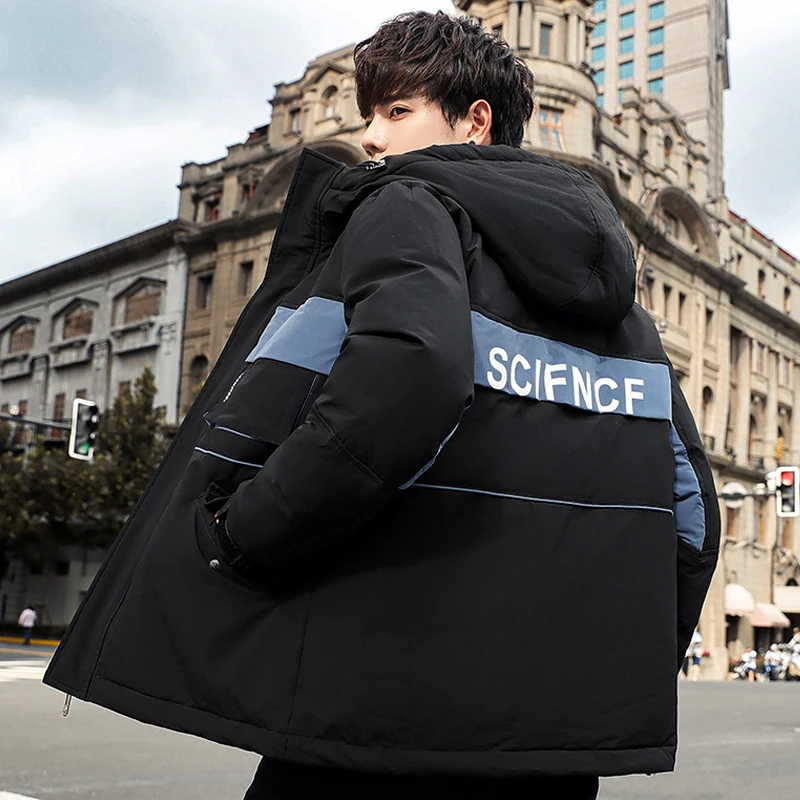 稻草人2025轻奢男士休闲连帽外套秋冬季新款加厚羽绒棉服短款青年