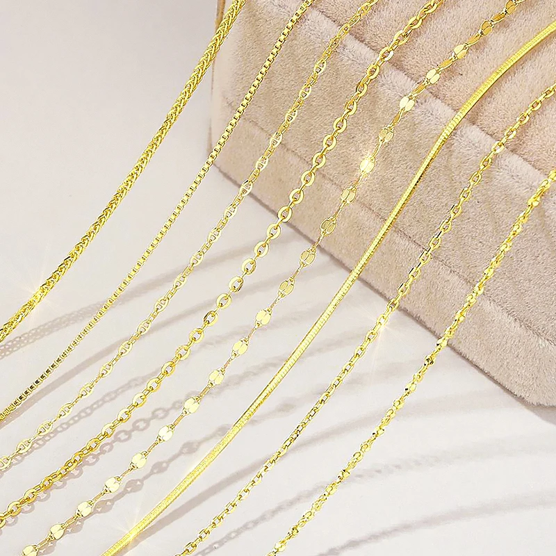 链子足银 999纯银项链女18k金吊坠镀金链子挂绳素链925银挂绳肖邦