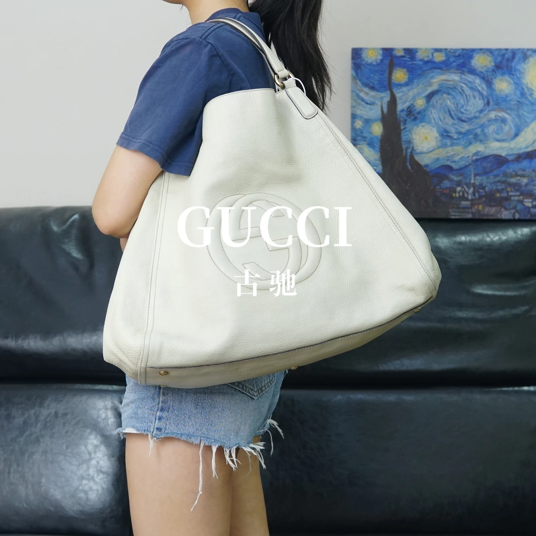 95新 GUCCI/古驰 白色单肩托特/ZH06604515/4515