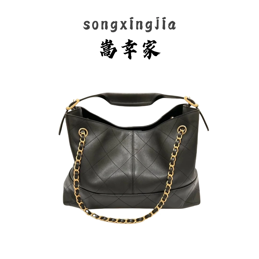 全羊皮新款小香大hobo实用百搭包包