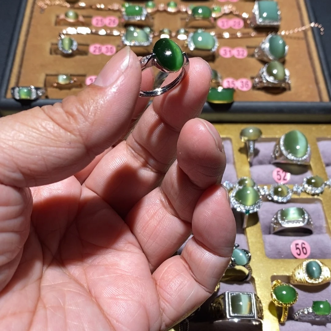 和田玉（碧玉）戒指未镶嵌花***丽