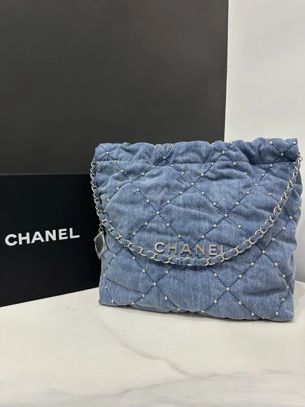 99新 Chanel/香奈儿 24S牛仔铆钉22bag芯片30cm/JJ4121221