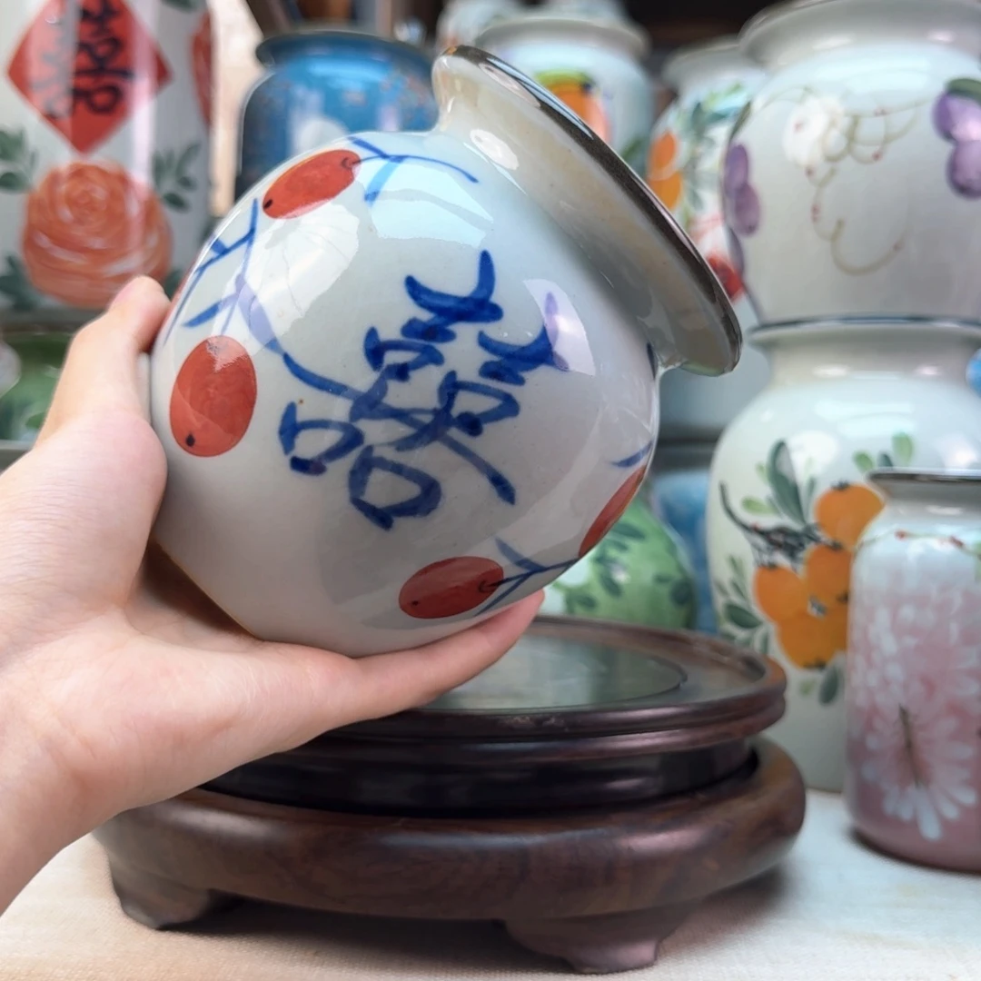 景德镇纯手绘陶瓷花瓶无孔