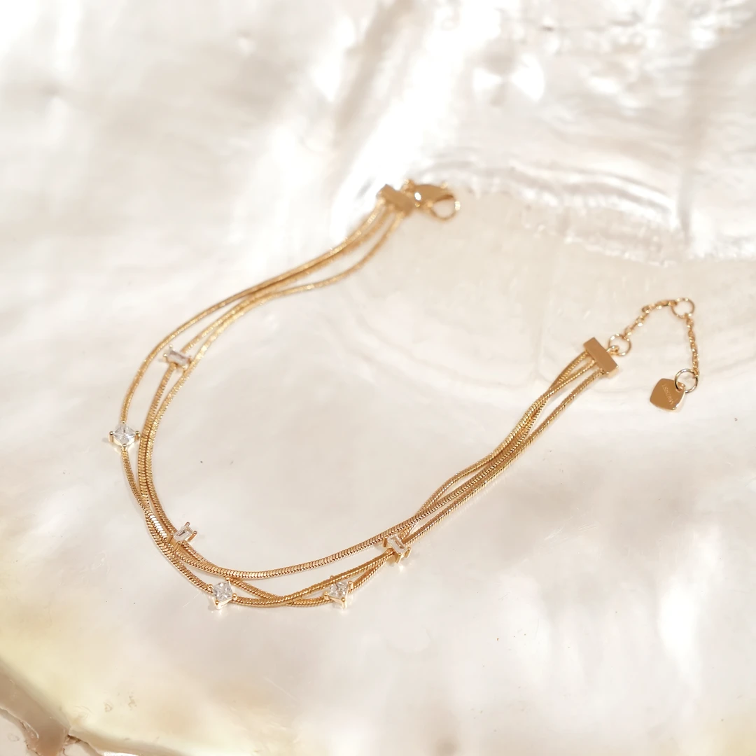 TWINS LULU 镀K金【三叠链】 几何三层手链TSS7865