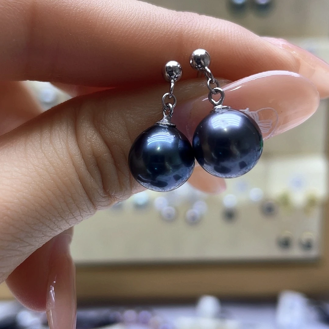 海水珍珠耳饰银S925镶嵌