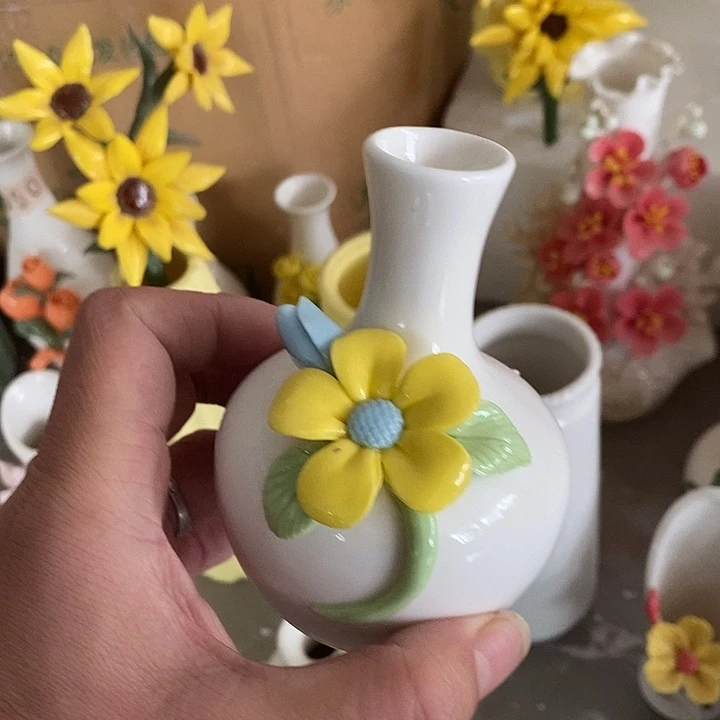 瓷片纯手工陶瓷花摆件