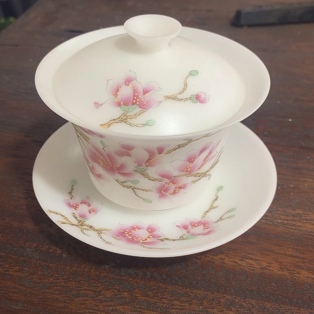 大容量冰种素烧三才盖碗