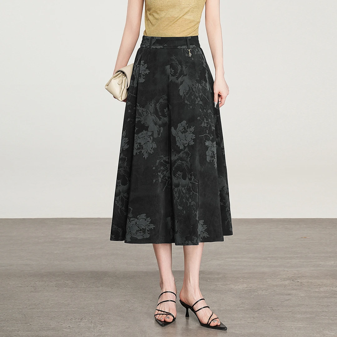 碎花半身裙女2025新款夏季薄款A字裙长裙子中长款显瘦百褶裙