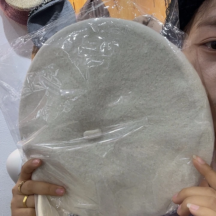 纯棉米白色贝雷帽新款