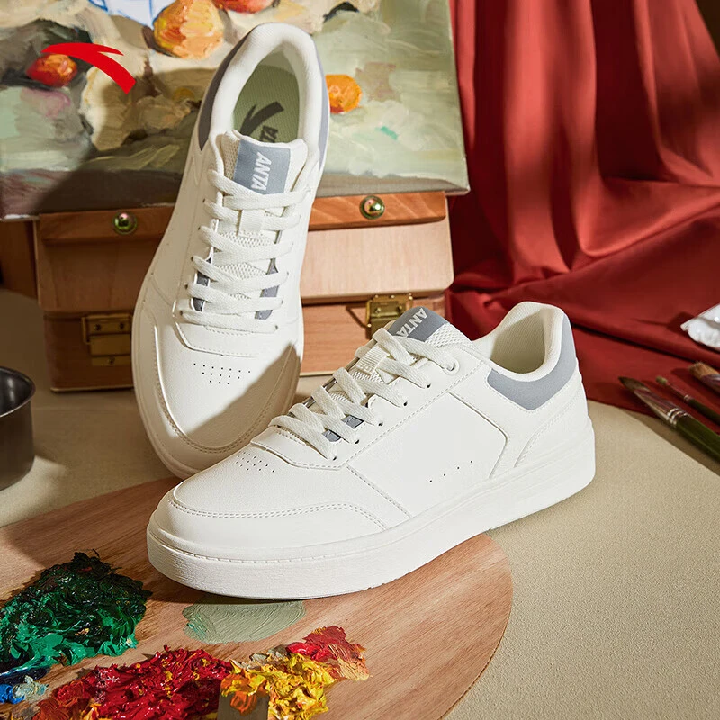 安踏轻风板鞋男鞋秋冬轻便情侣休闲鞋低帮小白鞋暖系流光风运动鞋