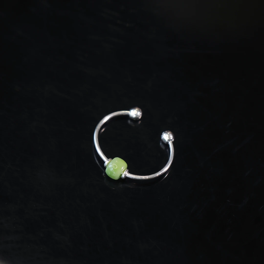 麦麦【晴初】天然和田玉翠青+925 潘多拉手镯 多样性发一