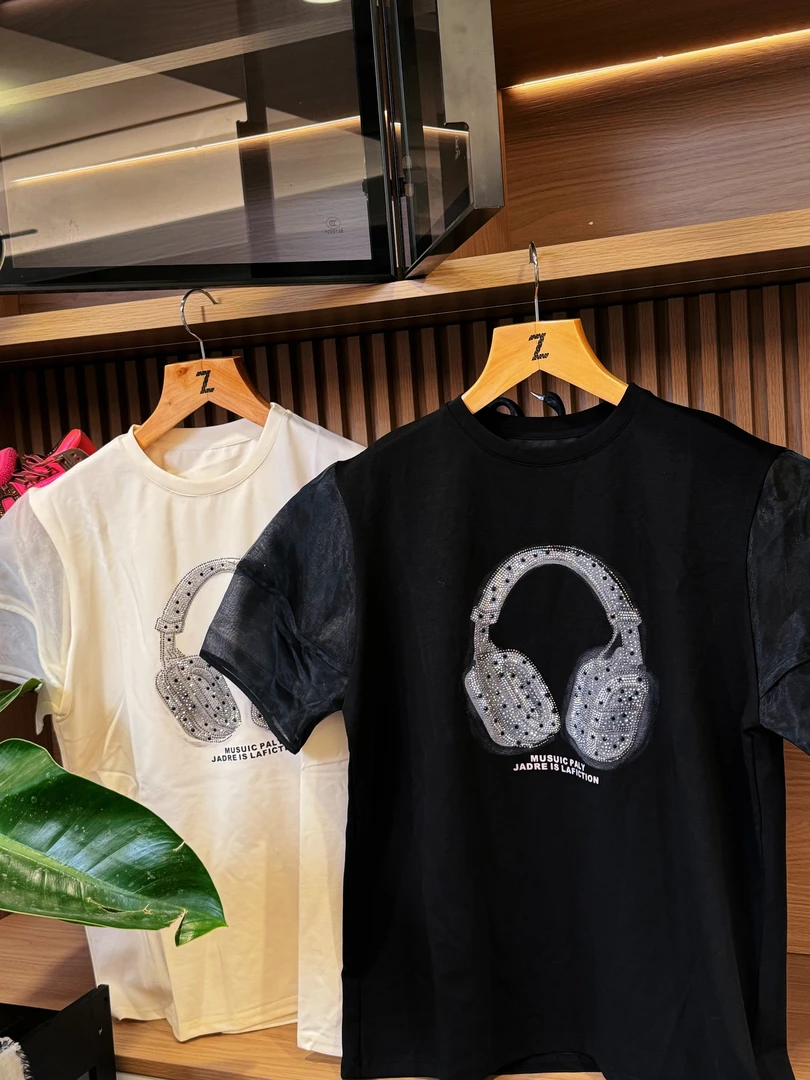 满天星满钻设计师耳麦爆款镶钻夏季冰感透气棉T百搭时尚大码韩版