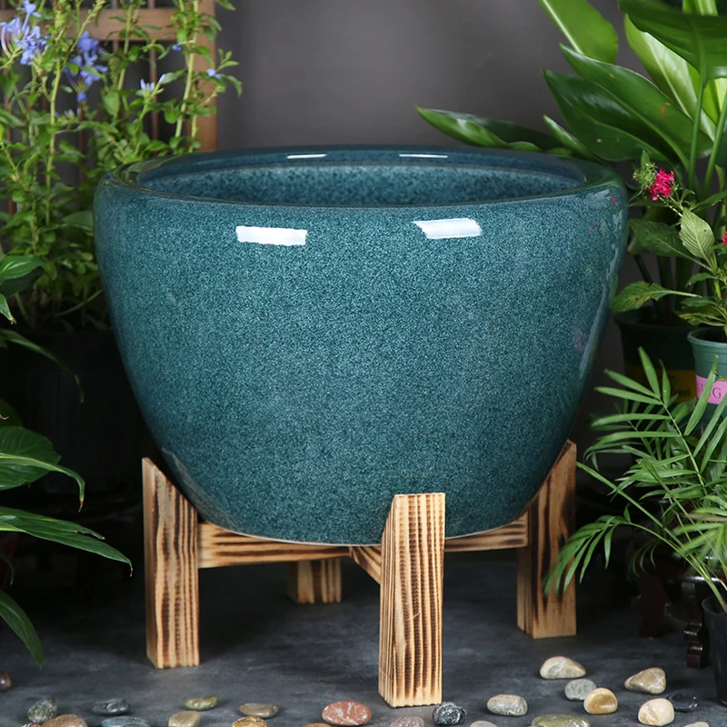 大型陶瓷鱼缸落地阳台庭院养鱼养睡莲荷花古法养鱼蓄水缸客厅乌龟