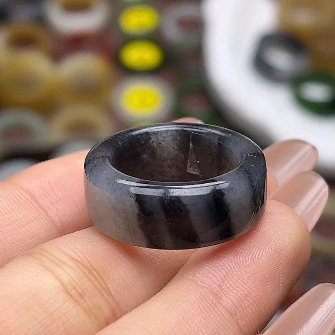 和田玉未镶嵌戒指17.4墨雨云间