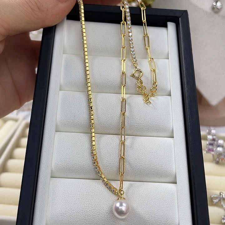 颈饰银S925镶嵌海水珍珠