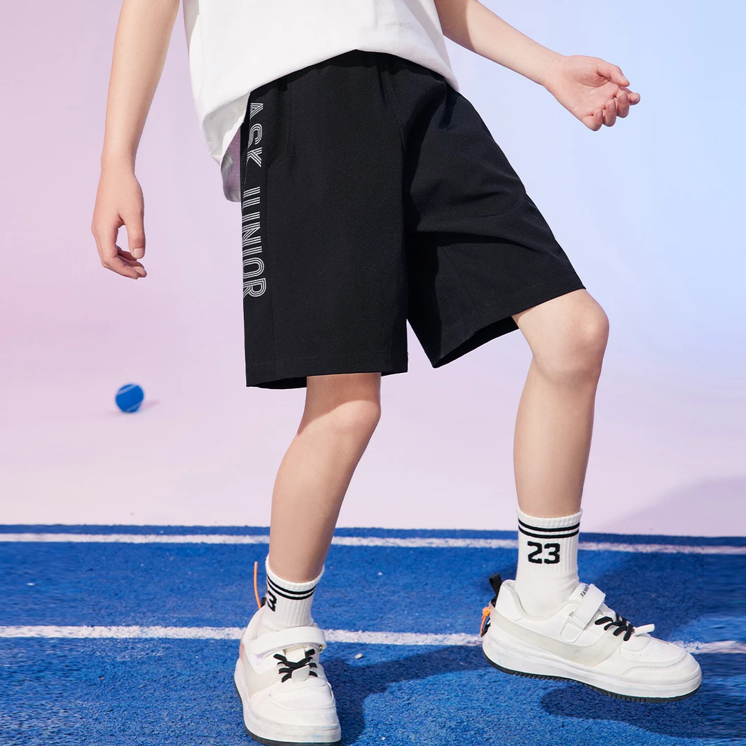 ASK JUNIOR儿童裤子夏季薄款反光字母边男童休闲运动跑步短裤zb