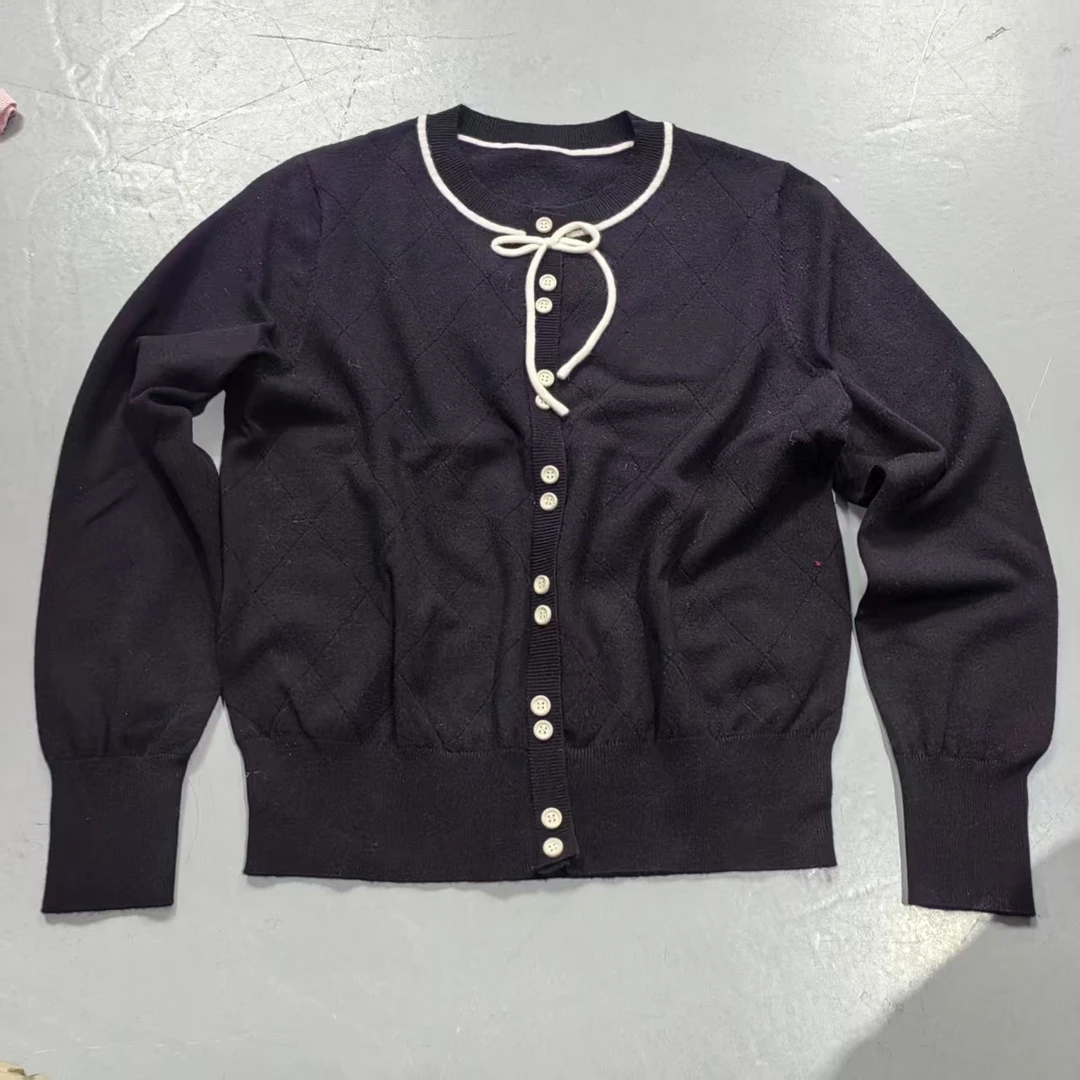 【南油玲姐】黑色数字款开衫新款针织衫MY1002