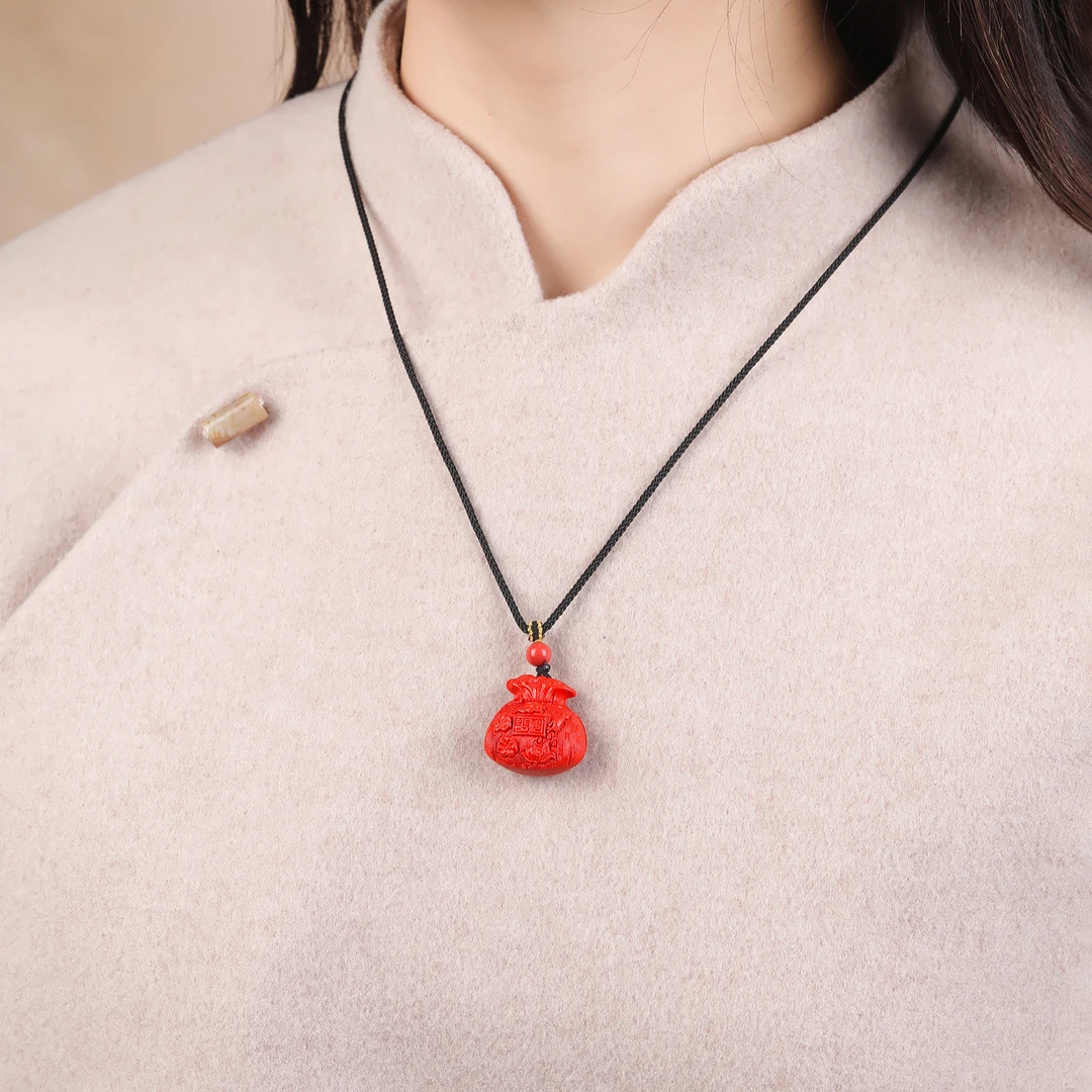 天然辰砂保真正品紫晶砂帝王砂福气满满精美吊坠朱砂福袋项链男女