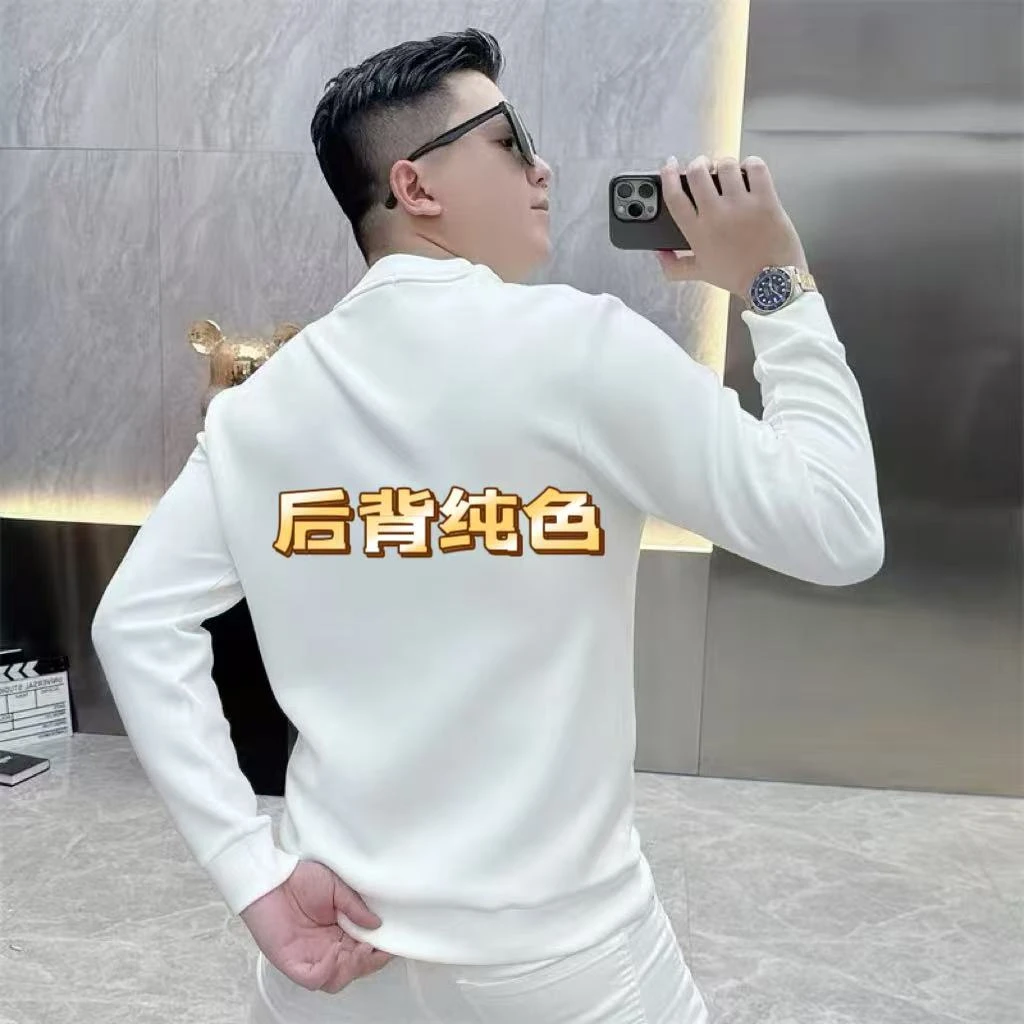 潮牌2025新款圆领卫衣男士国潮印花设计男士秋冬时尚圆领百搭上衣