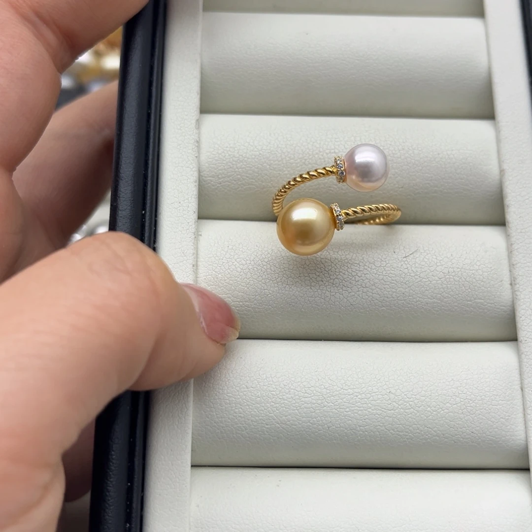 戒指银S925镶嵌海水珍珠