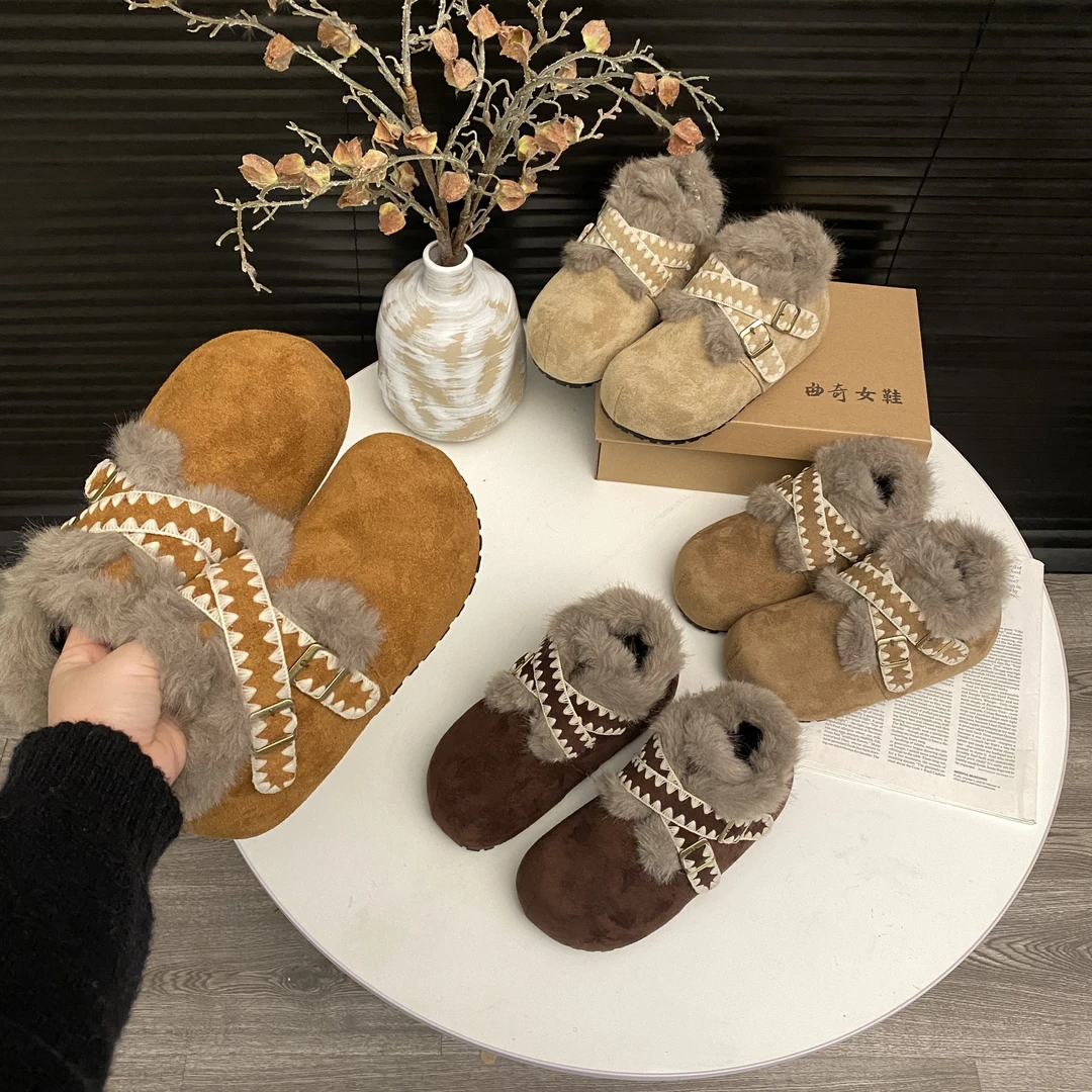 冬季新款韩版设计感刺绣厚底百搭洋气爆款增高2025年软底加绒棉鞋