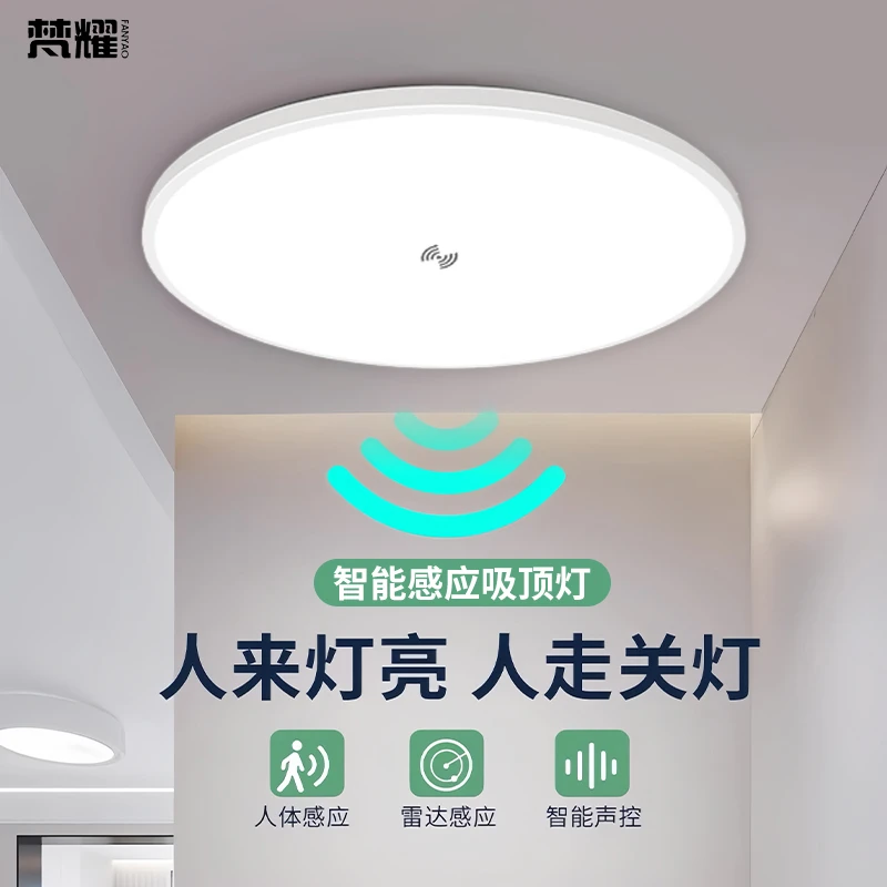 led智能感应吸顶灯过道楼道走廊红外人体自动感应雷达声控阳台灯