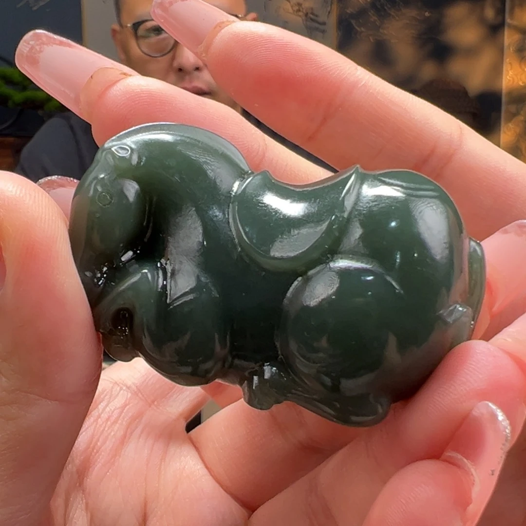 手串未镶嵌和田玉且末蓝带糖马把件