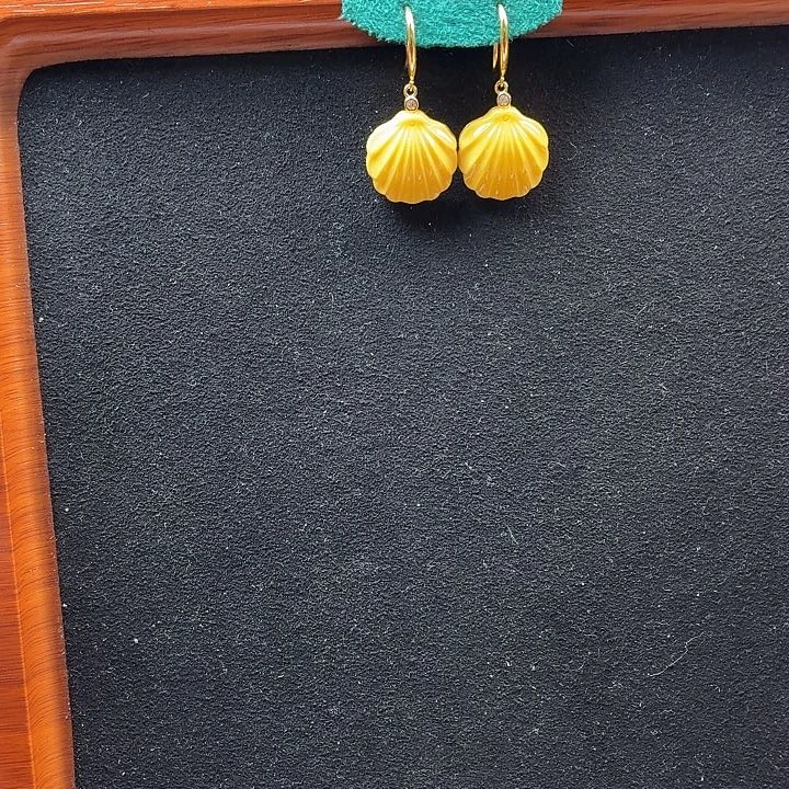 琥珀银S925镶嵌耳饰