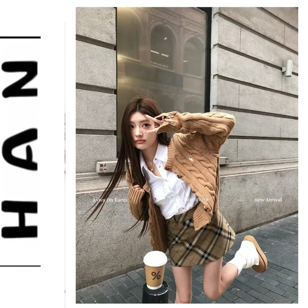 【菱格裙】韩版新款时尚高级百搭休闲菱格呢料宁宁